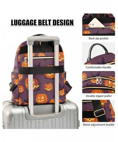 Halloween Women Backpack Angry Jack-o-lantern Anti-Theft Travel Backpack with Luggage Belt Durable Lightweight Handbag Lady P...