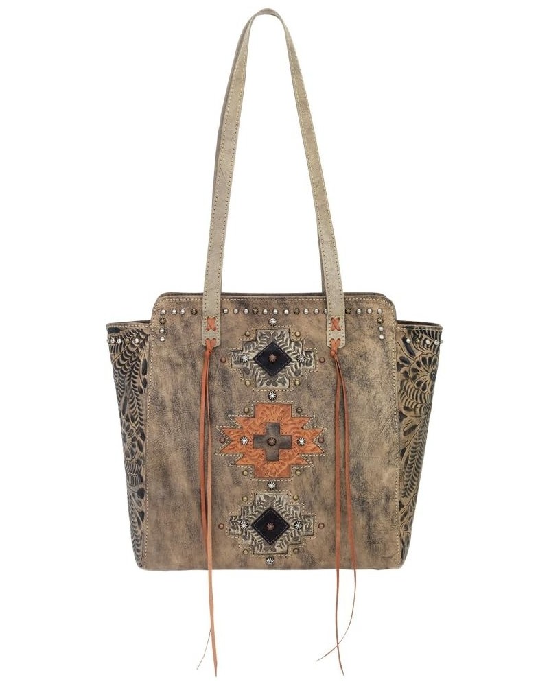 Navajo Soul Collection Zip Top Tote Distressed Charcoal Brown $58.34 Totes