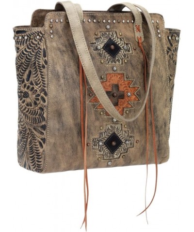 Navajo Soul Collection Zip Top Tote Distressed Charcoal Brown $58.34 Totes