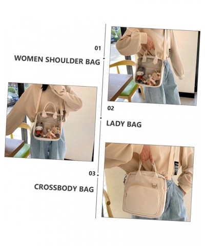 2 Pcs Transparent Canvas Bag Messanger Bags Makeup Brishes Mobile+phone Carryon Bag Cellphone Cross Body White $11.63 Others