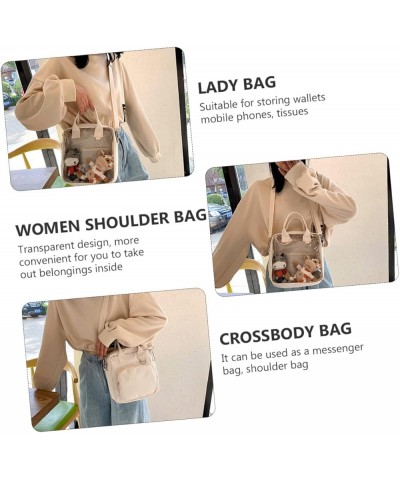 2 Pcs Transparent Canvas Bag Messanger Bags Makeup Brishes Mobile+phone Carryon Bag Cellphone Cross Body White $11.63 Others