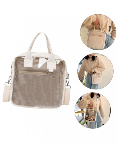 2 Pcs Transparent Canvas Bag Messanger Bags Makeup Brishes Mobile+phone Carryon Bag Cellphone Cross Body White $11.63 Others