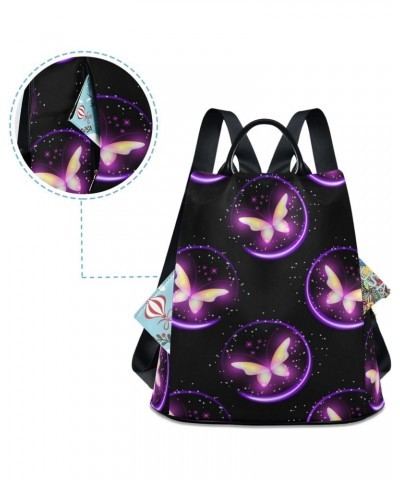 Neon Butterfly Purple Backpack for Women, Fashion Anti Theft Casual Daypack Shoulder Bag Purse for Travel Work 15 inches $18....