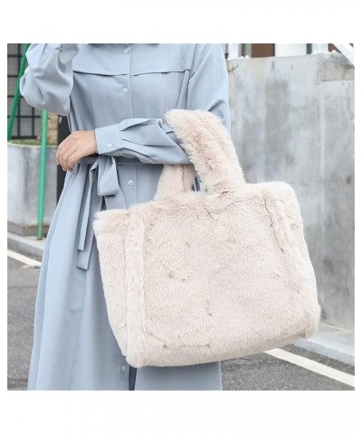 Women Shoulder Bag Hobo Bag Fashion Tote Handbag Fluffy Faux Fur Furry Plush Satchel Purse Soft Elegant 2023 Off-white $35.51...