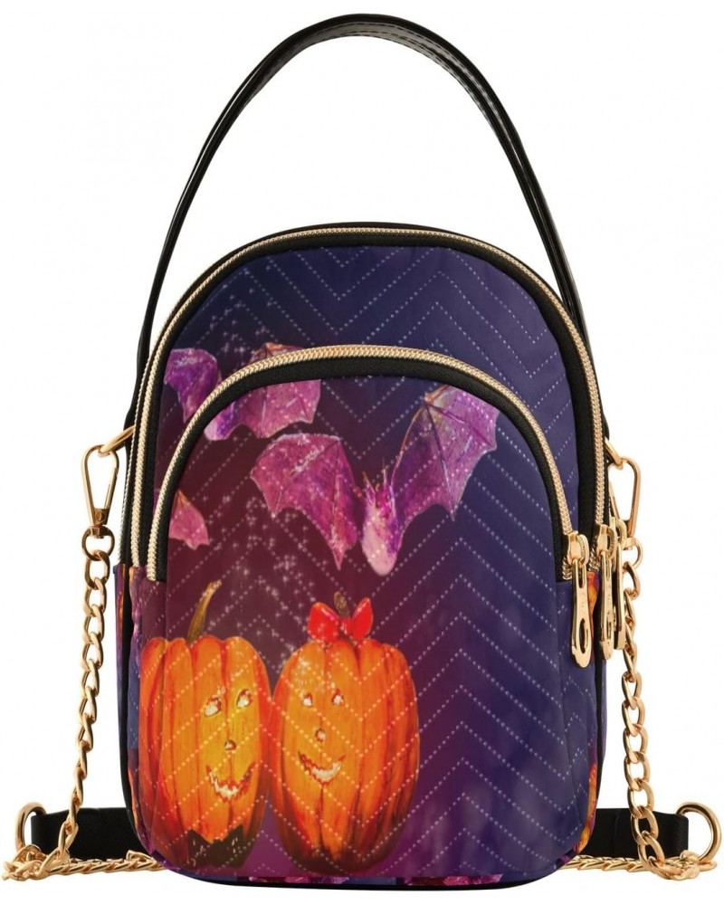 Halloween Pumpkin Night Crossbody Handbags for Women Casual Leather Shoulder Phone Purse $13.51 Crossbody Bags