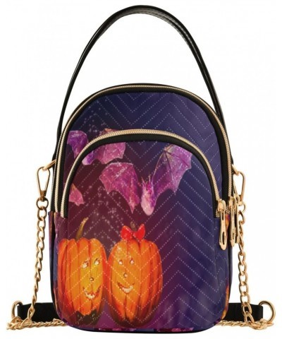 Halloween Pumpkin Night Crossbody Handbags for Women Casual Leather Shoulder Phone Purse $13.51 Crossbody Bags