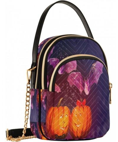 Halloween Pumpkin Night Crossbody Handbags for Women Casual Leather Shoulder Phone Purse $13.51 Crossbody Bags