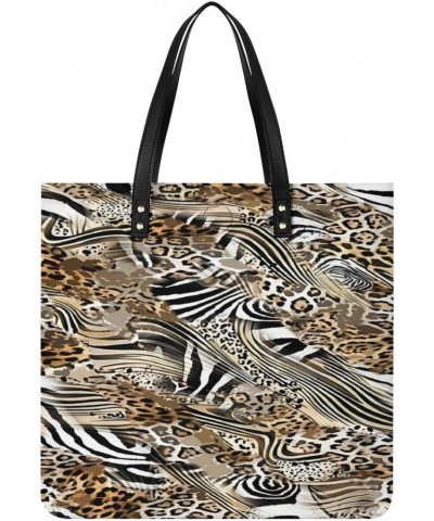 African Wild Animal Leopard Zebra Women Tote Bags Top Handle Satchel Handbags PU Faux Leather Tassel Shoulder Purse $17.15 Totes