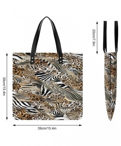 African Wild Animal Leopard Zebra Women Tote Bags Top Handle Satchel Handbags PU Faux Leather Tassel Shoulder Purse $17.15 Totes