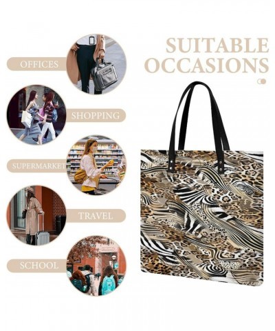 African Wild Animal Leopard Zebra Women Tote Bags Top Handle Satchel Handbags PU Faux Leather Tassel Shoulder Purse $17.15 Totes