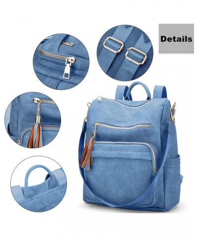 Leather Backpack Purse for Women Convertible Bag Travel Backpack Large Size Vintage Blue $31.89 Backpacks