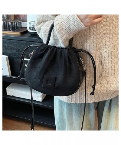 Cute Crossbody Purse for Women Suede Tote Bag Drawstring Handbag Top Handle Satchel Purse Adjustable Shoulder Handbag Black $...