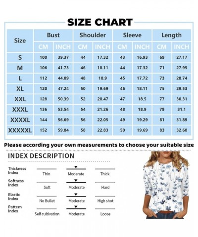 Women's Printed Round Collar Sweatshirt Pullover Top Casual Blouse Comfortable Tunic Shirt 3/4 Sleeve T Shirts 4-white $7.36 ...