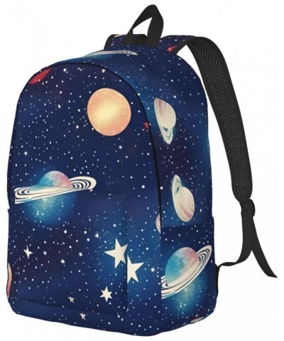 Starry Sky Universe Space Print Lightweight Travel Canvas Backpack Casual Daypack For Men Women Work, Sports, Beach Black Sma...