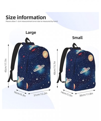 Starry Sky Universe Space Print Lightweight Travel Canvas Backpack Casual Daypack For Men Women Work, Sports, Beach Black Sma...