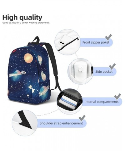 Starry Sky Universe Space Print Lightweight Travel Canvas Backpack Casual Daypack For Men Women Work, Sports, Beach Black Sma...