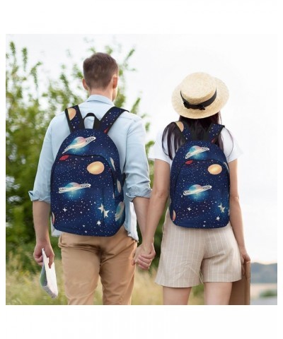 Starry Sky Universe Space Print Lightweight Travel Canvas Backpack Casual Daypack For Men Women Work, Sports, Beach Black Sma...