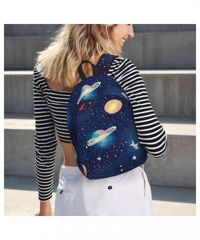 Starry Sky Universe Space Print Lightweight Travel Canvas Backpack Casual Daypack For Men Women Work, Sports, Beach Black Sma...