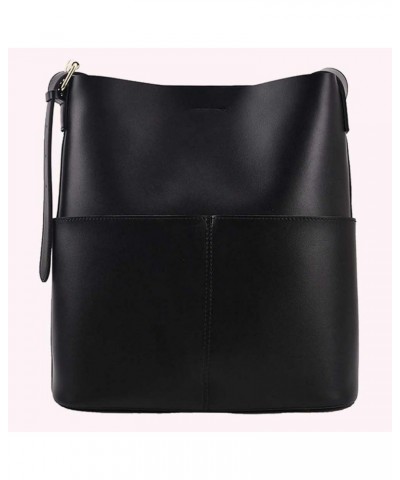 Multi Pocket PU Crossbody Bag Versatile Shoulder Tote Bag Top Handle Bag Women Leather Bucket Bag Outdoor Travel B Black $13....