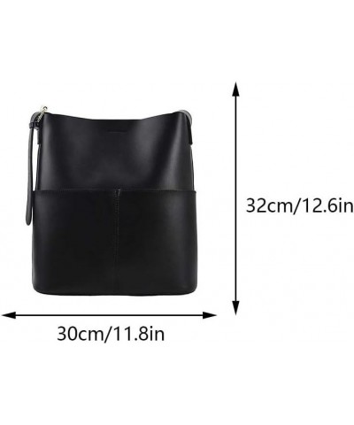 Multi Pocket PU Crossbody Bag Versatile Shoulder Tote Bag Top Handle Bag Women Leather Bucket Bag Outdoor Travel B Black $13....