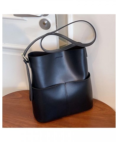 Multi Pocket PU Crossbody Bag Versatile Shoulder Tote Bag Top Handle Bag Women Leather Bucket Bag Outdoor Travel B Black $13....