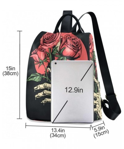 Dry Roses Travel Backpack Purse for Women Multipurpose Design Ladies Fashion Bag with Pompom $22.39 Backpacks