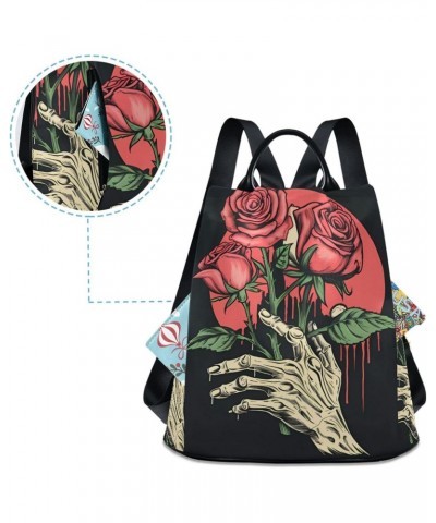 Dry Roses Travel Backpack Purse for Women Multipurpose Design Ladies Fashion Bag with Pompom $22.39 Backpacks