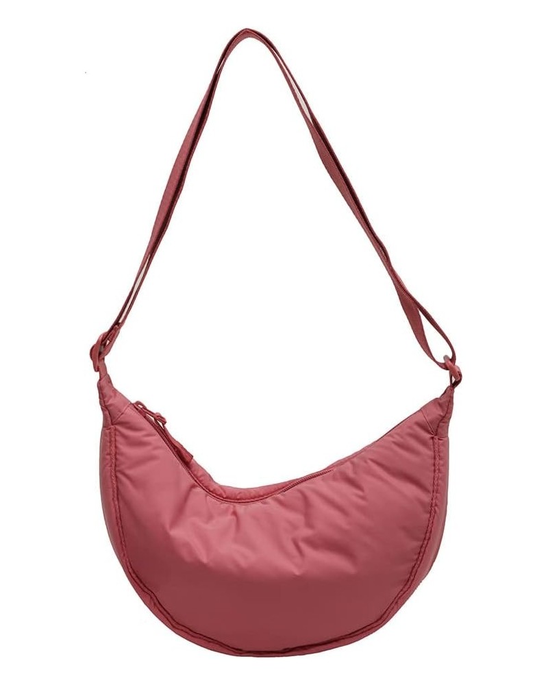 Nylon Crescent Crossbody Bag for Women Men Hobo Bag Dumpling Bag Solid Color Crescent Shoulder Bag Chest Bag Pink $8.70 Cross...