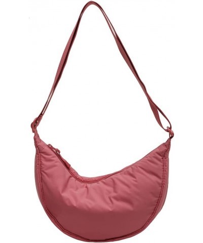 Nylon Crescent Crossbody Bag for Women Men Hobo Bag Dumpling Bag Solid Color Crescent Shoulder Bag Chest Bag Pink $8.70 Cross...