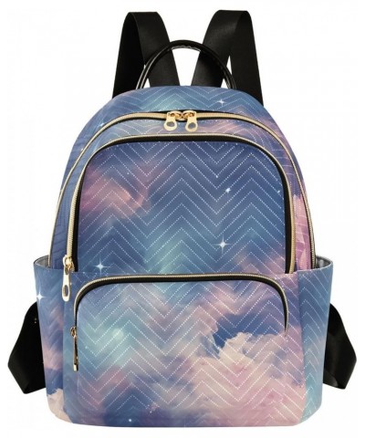 Blue-pink Starry Sky Fashion Travel Backpack for Women Multi Pockets Lightweight Purse for Women-M Multicolor Small $14.70 Ba...