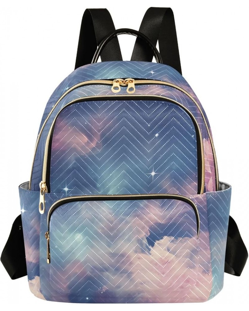 Blue-pink Starry Sky Fashion Travel Backpack for Women Multi Pockets Lightweight Purse for Women-M Multicolor Small $14.70 Ba...