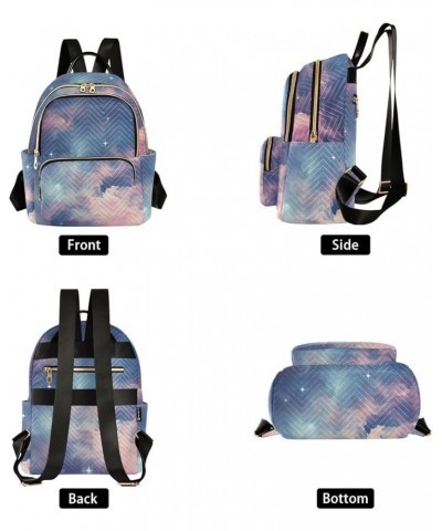 Blue-pink Starry Sky Fashion Travel Backpack for Women Multi Pockets Lightweight Purse for Women-M Multicolor Small $14.70 Ba...