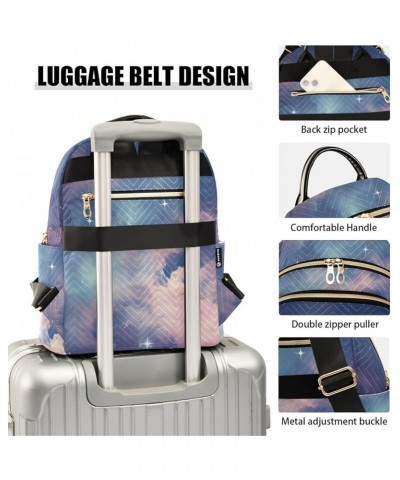 Blue-pink Starry Sky Fashion Travel Backpack for Women Multi Pockets Lightweight Purse for Women-M Multicolor Small $14.70 Ba...