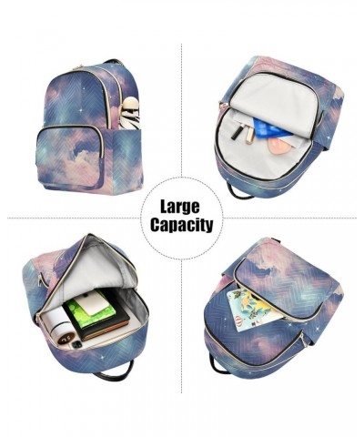 Blue-pink Starry Sky Fashion Travel Backpack for Women Multi Pockets Lightweight Purse for Women-M Multicolor Small $14.70 Ba...