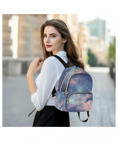 Blue-pink Starry Sky Fashion Travel Backpack for Women Multi Pockets Lightweight Purse for Women-M Multicolor Small $14.70 Ba...