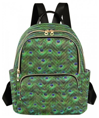 Peacock Feather Green Blue Women Backpack Purse Ladies Fashion Shoulder Bag Daypack Travel Bag 7.5L Small $16.73 Backpacks