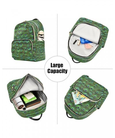 Peacock Feather Green Blue Women Backpack Purse Ladies Fashion Shoulder Bag Daypack Travel Bag 7.5L Small $16.73 Backpacks