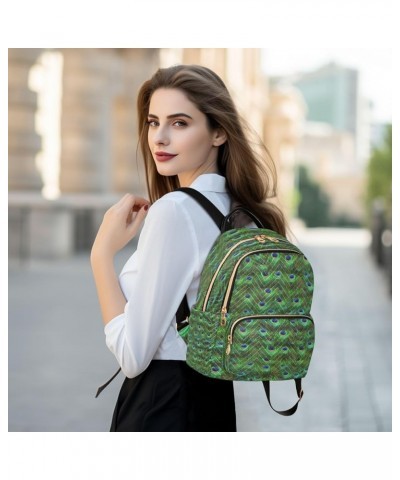 Peacock Feather Green Blue Women Backpack Purse Ladies Fashion Shoulder Bag Daypack Travel Bag 7.5L Small $16.73 Backpacks