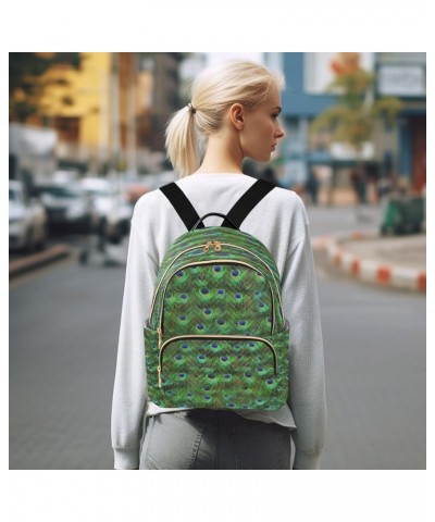 Peacock Feather Green Blue Women Backpack Purse Ladies Fashion Shoulder Bag Daypack Travel Bag 7.5L Small $16.73 Backpacks