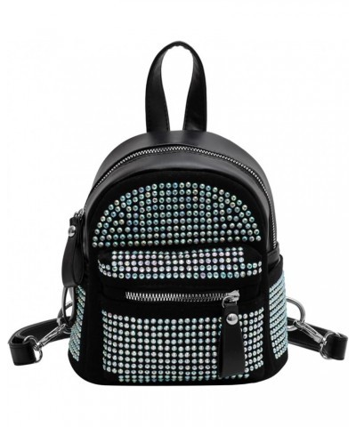 Women Leather Rhinestones Backpack Purse Bling Crystal Crossbody Shoulder Bag Leisure Travel Daypack Black/Colorful Rhineston...