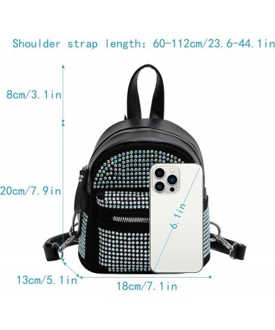 Women Leather Rhinestones Backpack Purse Bling Crystal Crossbody Shoulder Bag Leisure Travel Daypack Black/Colorful Rhineston...