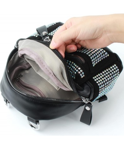 Women Leather Rhinestones Backpack Purse Bling Crystal Crossbody Shoulder Bag Leisure Travel Daypack Black/Colorful Rhineston...