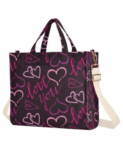 Love Hearts Corduroy Tote Bag for Women Hobo Crossbody Bags Valentine's Day Shoulder HandBag, S $10.57 Totes