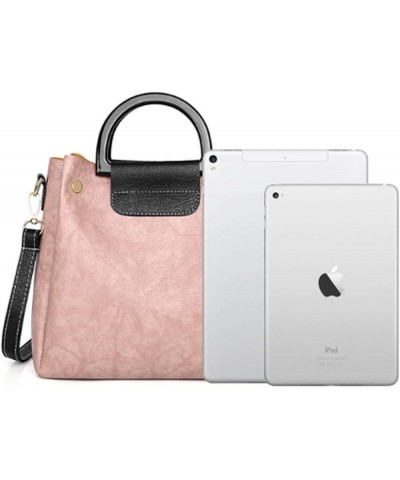 Women's Three-piece Set Package Iron Bracelet Leather Pattern One-shoulder Diagonal Bag Pink $28.90 Handbags