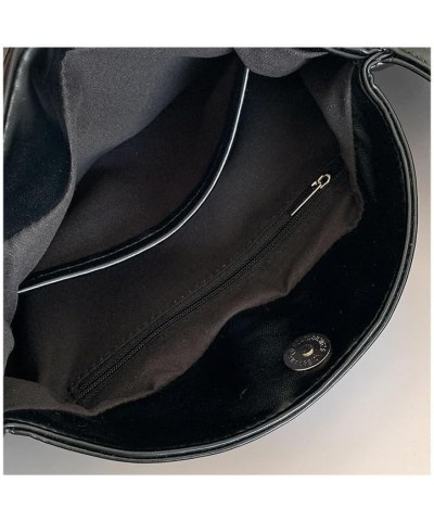 Women's Oily Wax Leather Half Moon bag Soft Dumpling bag Underarm bag Black $23.84 Shoulder Bags