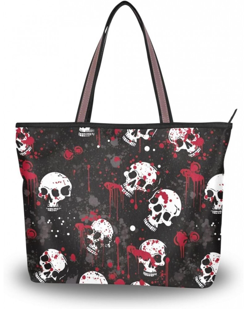 Women Tote Bags Skull Black Red Top Handle Satchel Handbags Shoulder Bag for Shopping 20850210 $9.24 Totes