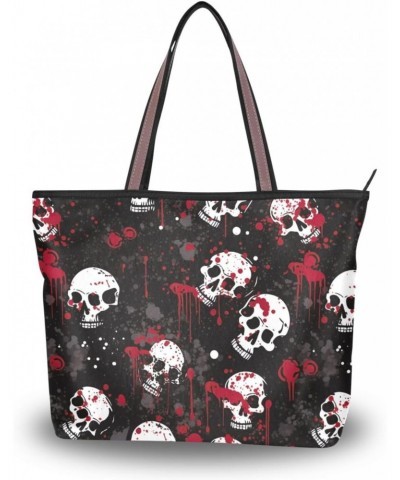 Women Tote Bags Skull Black Red Top Handle Satchel Handbags Shoulder Bag for Shopping 20850210 $9.24 Totes