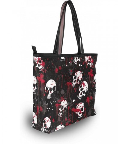 Women Tote Bags Skull Black Red Top Handle Satchel Handbags Shoulder Bag for Shopping 20850210 $9.24 Totes