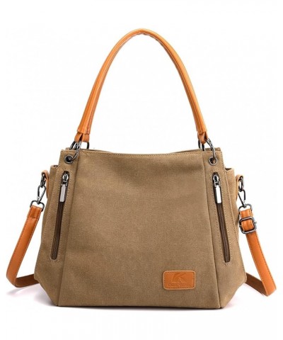 Women Vintage Simple Handbag Hobo Canvas Tote Shoulder Bag Large Capacity Messenger Bag Daily Purse Shopper Handbag Brown $18...