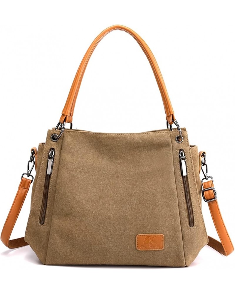 Women Vintage Simple Handbag Hobo Canvas Tote Shoulder Bag Large Capacity Messenger Bag Daily Purse Shopper Handbag Brown $18...